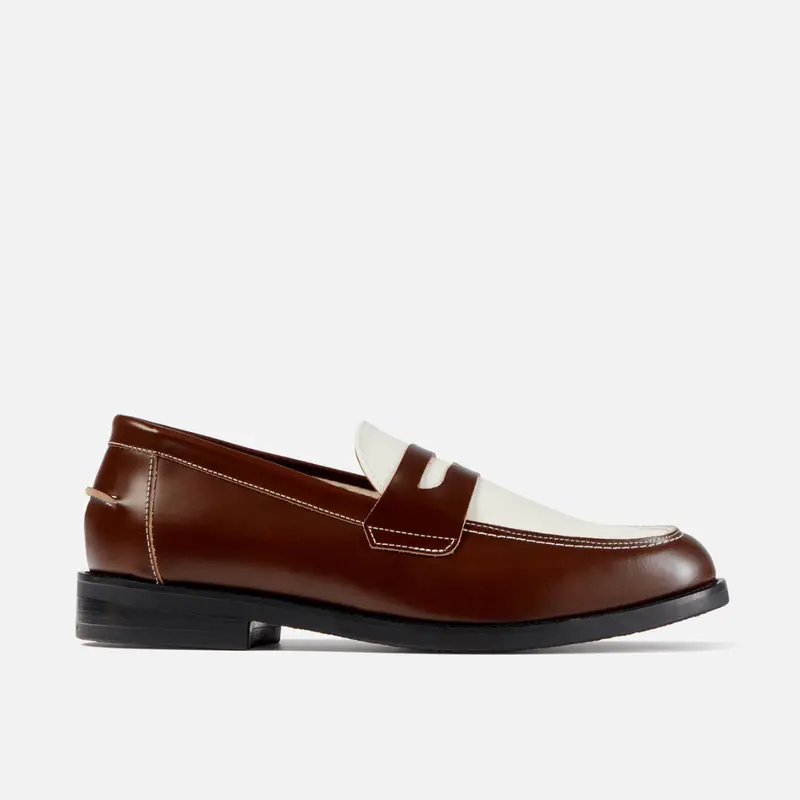 Wilde Chestnut + White Penny Loafer - Men's 1