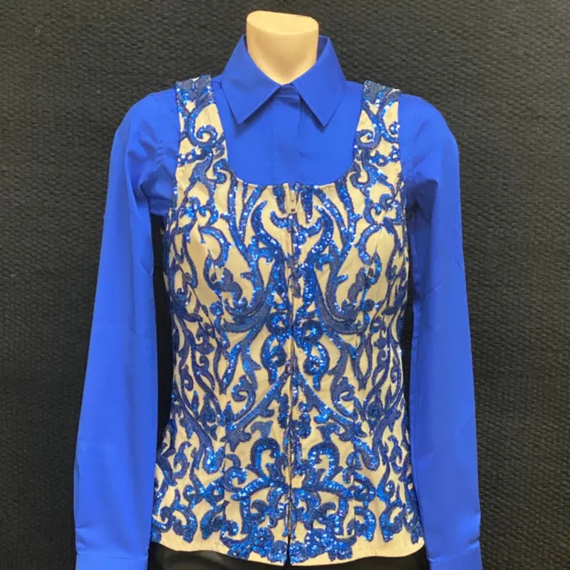 Wire Horse Royalty Blue Sequin Western Show Vest 1