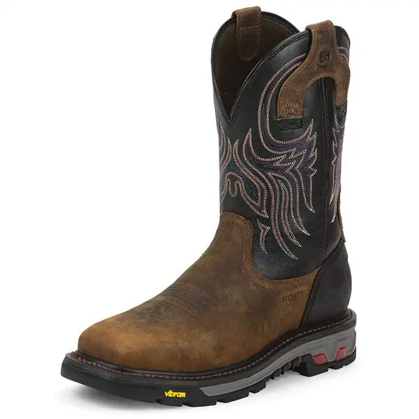 Wk2104 Justin Men's Reddish Waxy Milled Steel Toe Commander-X-5 Western Work Boots 1