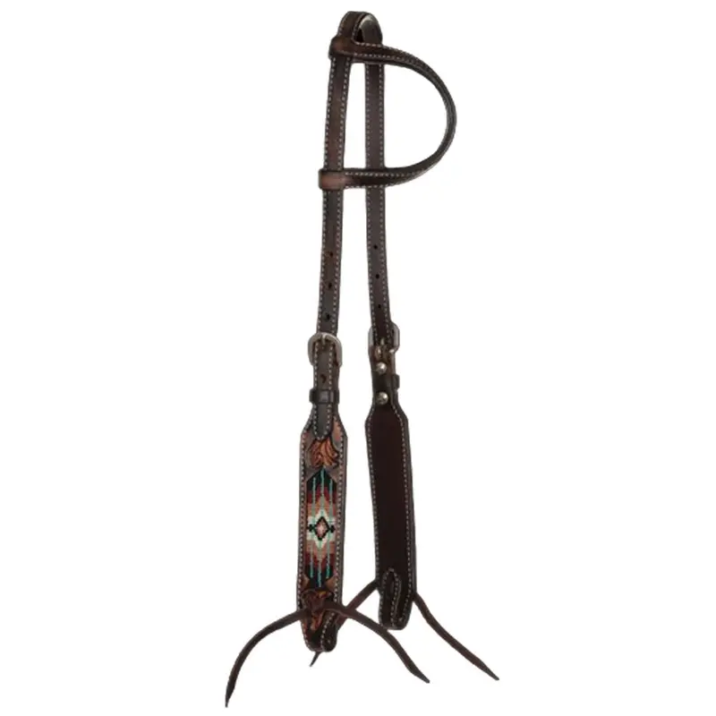 X0206-600V Circle Y One Ear Headstall Southwestern Beaded Headstall 1