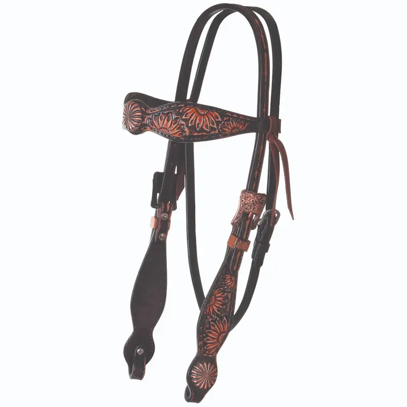 X0210-1001 Circle Y Vintage Sunflower Browband Headstall 1