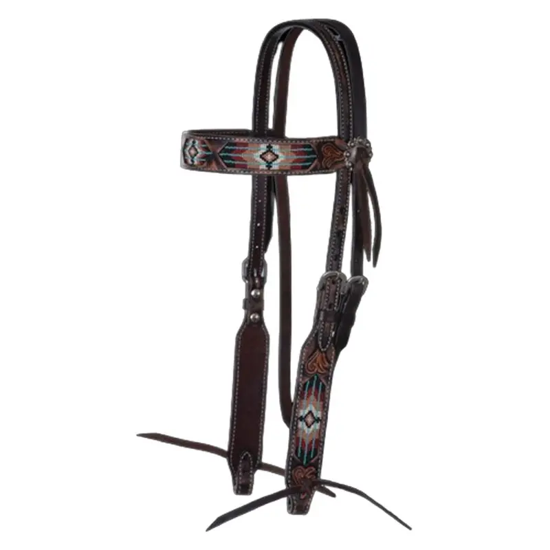X0216-600V Circle Y 5/8 Inch Southwestern Beaded Browband Headstall 1