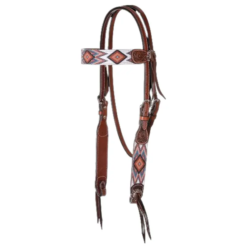 X0221-2004 Circle Y Infinity Brown Diamond Browband Headstall 1