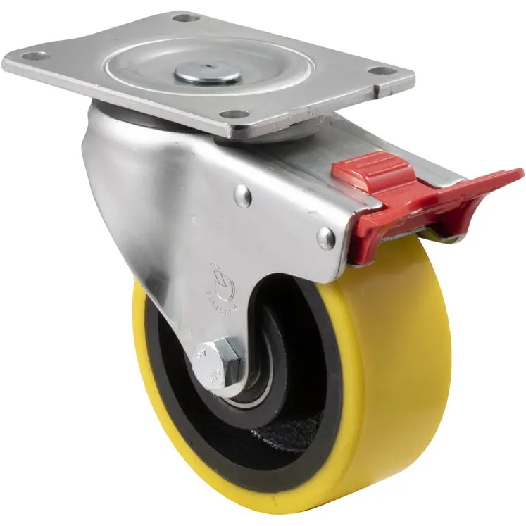 Xuq150/Ozptb - 450 Kg Swivel Plate Total Brake 150Mm Polyurethane 1