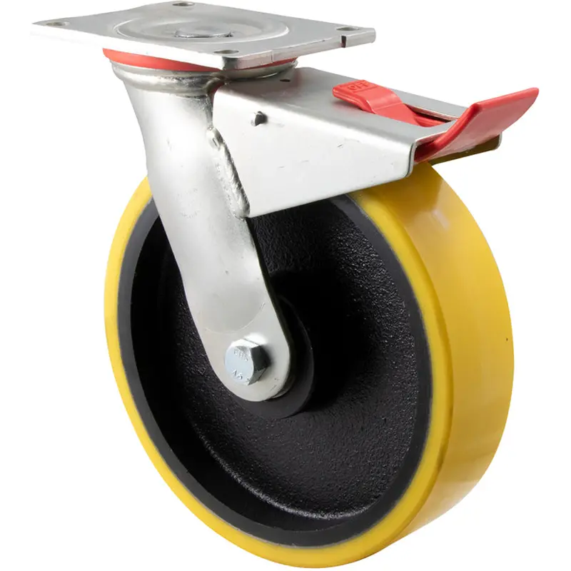 Xuq200/Hzptb - H Series 600 Kg Swivel Plate Total Brake 200Mm Polyurethane 1
