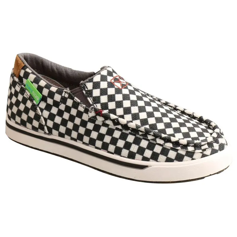 Yca0005 Twisted X Children's Black & White Slip On Kick Shoes 1