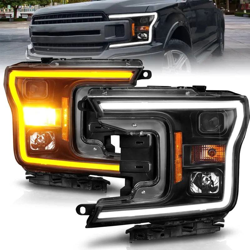 Anzo Usa 111509 Projector Headlight Assembly – Pair With Black Housing And Plank-Style Switchback Led Function 1