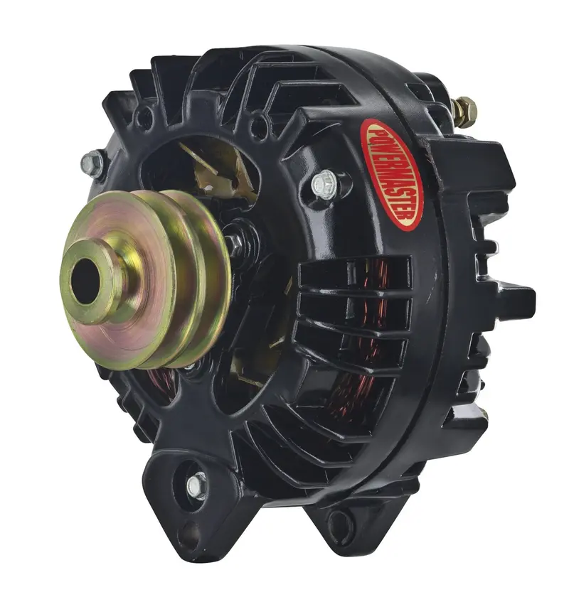Powermaster 575091 Squareback Alternator – 100 Amp, Single-Wire, 2-V Groove Pulley, Black 1